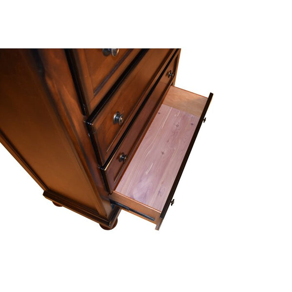 English Elm Baltimore Transitional Dark Walnut 5-Pc Storage Bedroom Set with Cedar-Lined Drawers & Mirror 808857786807