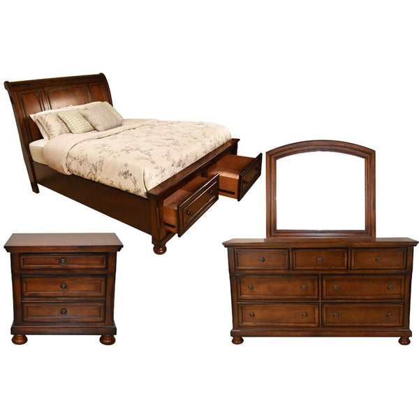 English Elm Baltimore Transitional Dark Walnut 5-Pc Storage Bedroom Set — 7-Drawer Dresser, Mirror, Nightstand, Chest (Durable, Felt/Cedar-Lined) 808857580894