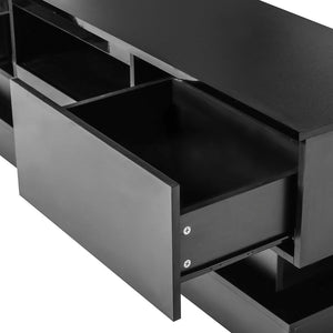 English Elm 51.18inch White High Gloss Tv Stand with Rgb Led Lighting and Dual Storage Drawers W67963291