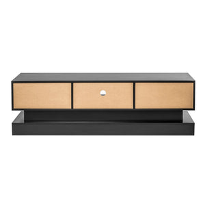 English Elm 51.18inch White High Gloss Tv Stand with Rgb Led Lighting and Dual Storage Drawers W67963291