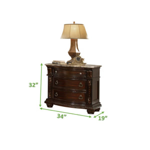 English Elm Traditional Roma 5-Piece King Bedroom Set in Dark Walnut — Button-Tufted Headboard, Marble Top Nightstand, 11-Drawer Dresser with Beveled Mirror B009S01257