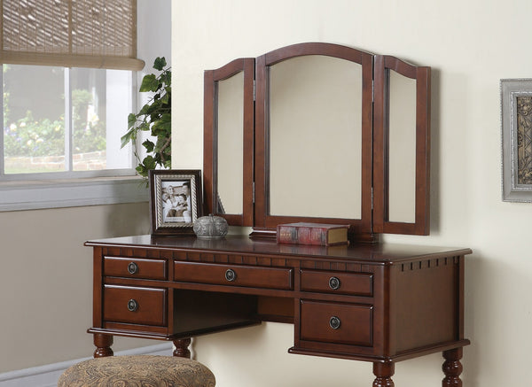 English Elm Bedroom Vanity Set Vintage Hollywood Champagne Finish Foldable Mirror Stool Drawer Storage Glamour HS00F4071-ID-AHD