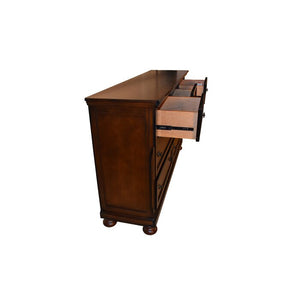 English Elm Baltimore Transitional Dark Walnut 5-Pc Storage Bedroom Set — 7-Drawer Dresser, Mirror, Nightstand, Chest (Durable, Felt/Cedar-Lined) 808857580894