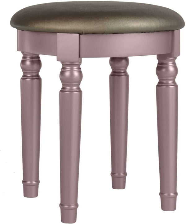 English Elm Bedroom Rose Gold Vanity Set with Foldable Triple Mirror, Plush Stool & 5 Drawers for Luxury Storage HS00F4060-ID-AHD