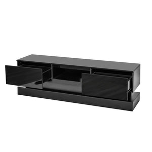English Elm 51.18inch White High Gloss Tv Stand with Rgb Led Lighting and Dual Storage Drawers W67963291