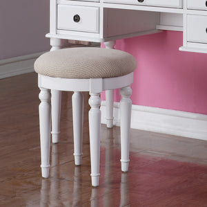 English Elm Bedroom Vanity Set with Foldable Mirror and Stool, Champagne Finish, Classic Hollywood Glam Design, Storage Drawer White 48 L x 25 W x 18 H HS00F4074-ID-AHD