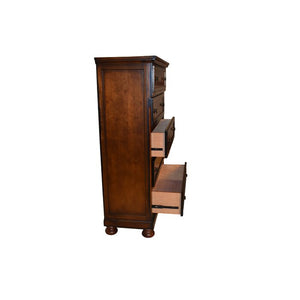 English Elm Baltimore Transitional Dark Walnut 5-Pc Storage Bedroom Set with Cedar-Lined Drawers & Mirror 808857786807