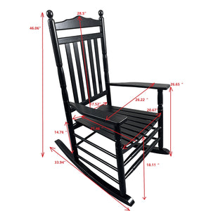 English Elm Balcony Classic Black Wooden Rocking Chair For Porch Relaxation - Sturdy, Comfortable Design W49540382