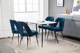 English Elm ,Akoya Collection Modern | Contemporary Velvet Upholstered Dining Chair With Nailheads and Gold Tipped Black Metal Legs,Blue,Set Of 2