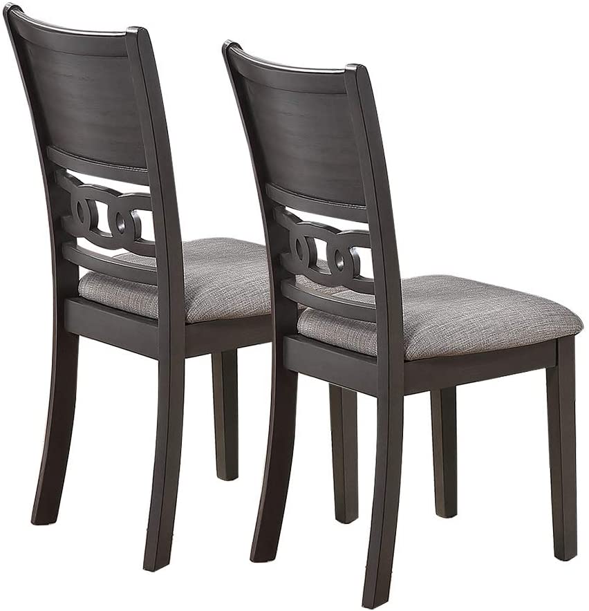 English Elm Dining Side Chair Set of 2 with Padded Cushions and Sculpted Knot Wood Back for Comfortable Seating Grey 21 L x 41 W x 13 H HS00F1812-ID-AHD