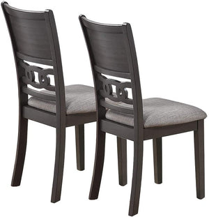 English Elm Dining Side Chair Set of 2 with Padded Cushions and Sculpted Knot Wood Back for Comfortable Seating Grey 21 L x 41 W x 13 H HS00F1812-ID-AHD