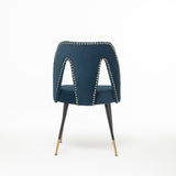 English Elm ,Akoya Collection Modern | Contemporary Velvet Upholstered Dining Chair With Nailheads and Gold Tipped Black Metal Legs,Blue,Set Of 2