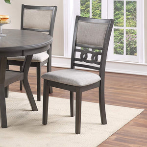 English Elm Contemporary Round Dining Set with Knot Wood Design, 47" Table & 4 Upholstered Side Chairs, Stylish Comfort Gray 49.2 L x 49.2 W x 6.1 H B011S00163