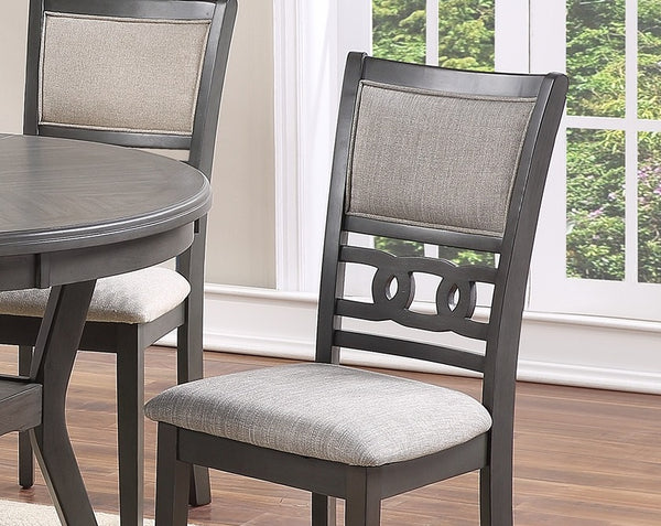 English Elm Dining Side Chair Set of 2 with Padded Cushions and Sculpted Knot Wood Back for Comfortable Seating Grey 21 L x 41 W x 13 H HS00F1812-ID-AHD