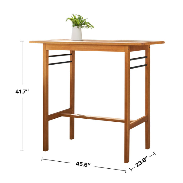 English Elm Gloucester Teak Patio Wood Bar Table – Space-Saving Solid Wood, Weather-Resistant Finish, Durable Design V1917
