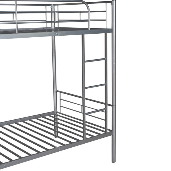 English Elm Twin Over Steel Bunk Bed Convertible Chrome Frame for Kids Shared Rooms MF291663AAN