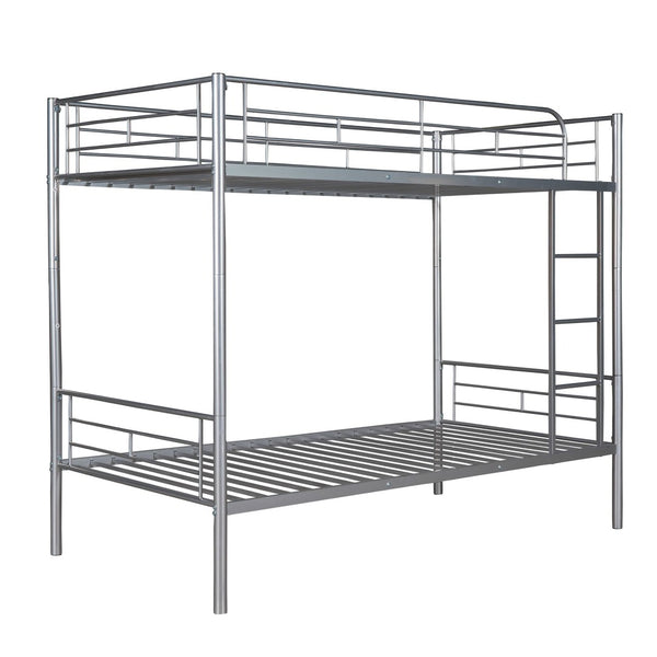English Elm Twin Over Steel Bunk Bed Convertible Chrome Frame for Kids Shared Rooms MF291663AAN