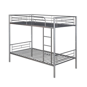 English Elm Twin Over Steel Bunk Bed Convertible Chrome Frame for Kids Shared Rooms MF291663AAN