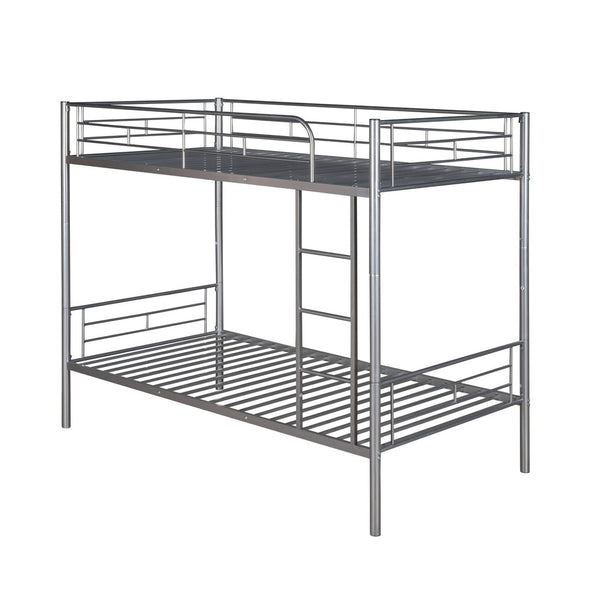 English Elm Twin Over Steel Bunk Bed Convertible Chrome Frame for Kids Shared Rooms MF291663AAN