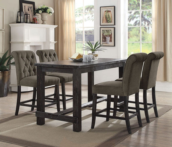 English Elm Dining Room Furniture Rustic Set Of 2 Counter Height Chairs In Grey Chenille For Cozy Dining HS00CM3564GY-PC-ID-AHD