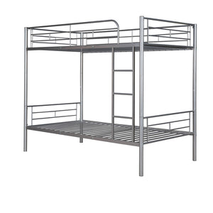 English Elm Twin Over Steel Bunk Bed Convertible Chrome Frame for Kids Shared Rooms MF291663AAN