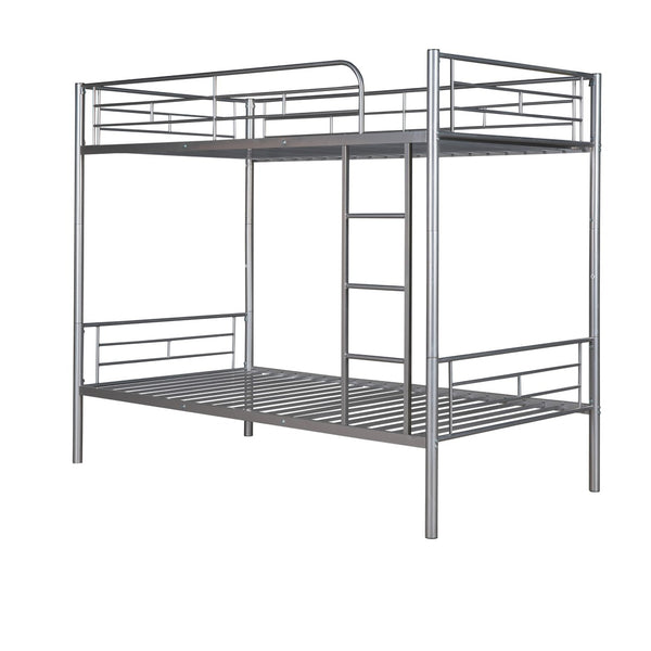 English Elm Twin Over Steel Bunk Bed Convertible Chrome Frame for Kids Shared Rooms MF291663AAN