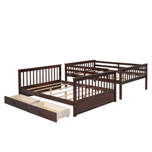 English Elm Full-over-full Bunk Bed with Dual Storage Drawers Solid Pine Kids Shared Bedroom Espresso LT000365AAP-1