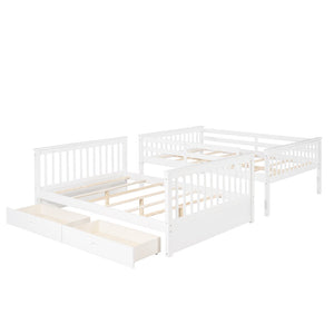 English Elm Full-over-full Bunk Bed with Dual Storage Drawers Solid Pine Kids Shared Bedroom LT000365AAK-1