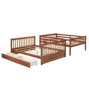 English Elm Full-over-full Bunk Bed with Dual Storage Drawers Solid Pine Kids Shared Bedroom Walnut LT000365AAD-1