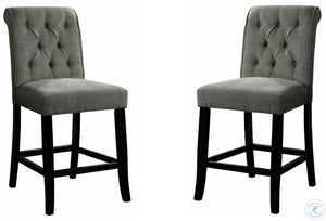 English Elm Dining Room Furniture Rustic Set Of 2 Counter Height Chairs In Grey Chenille For Cozy Dining HS00CM3564GY-PC-ID-AHD