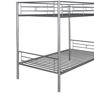 English Elm Twin Over Steel Bunk Bed Convertible Chrome Frame for Kids Shared Rooms MF291663AAN