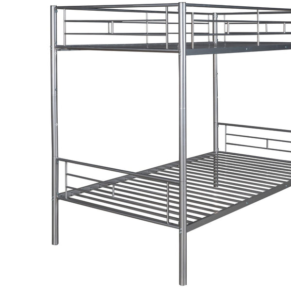 English Elm Twin Over Steel Bunk Bed Convertible Chrome Frame for Kids Shared Rooms MF291663AAN