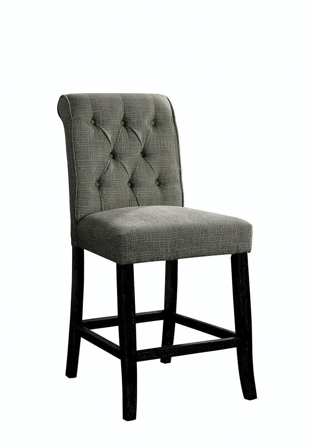 English Elm Dining Room Furniture Rustic Set Of 2 Counter Height Chairs In Grey Chenille For Cozy Dining HS00CM3564GY-PC-ID-AHD