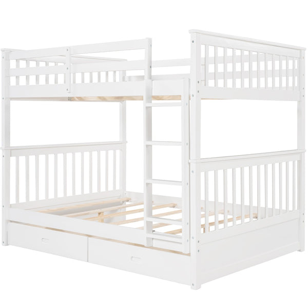 English Elm Full-over-full Bunk Bed with Dual Storage Drawers Solid Pine Kids Shared Bedroom LT000365AAK-1