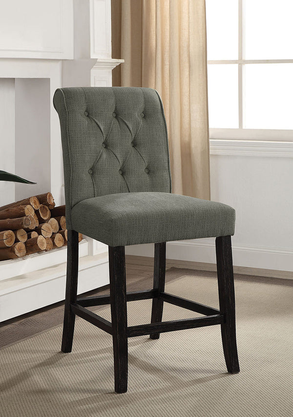 English Elm Dining Room Furniture Rustic Set Of 2 Counter Height Chairs In Grey Chenille For Cozy Dining HS00CM3564GY-PC-ID-AHD