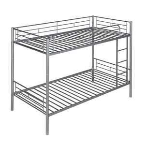 English Elm Twin Over Steel Bunk Bed Convertible Chrome Frame for Kids Shared Rooms MF291663AAN