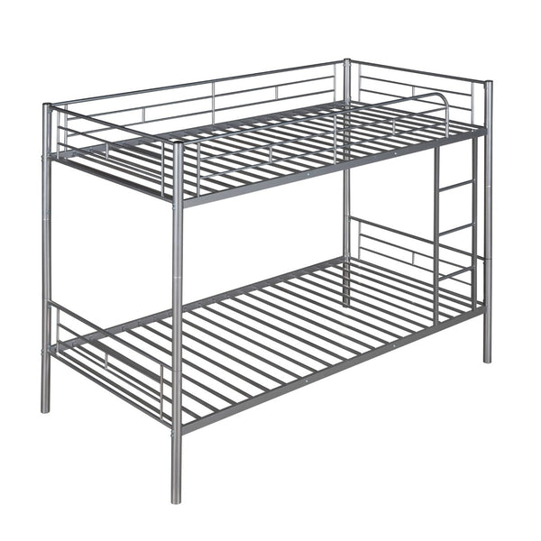 English Elm Twin Over Steel Bunk Bed Convertible Chrome Frame for Kids Shared Rooms MF291663AAN