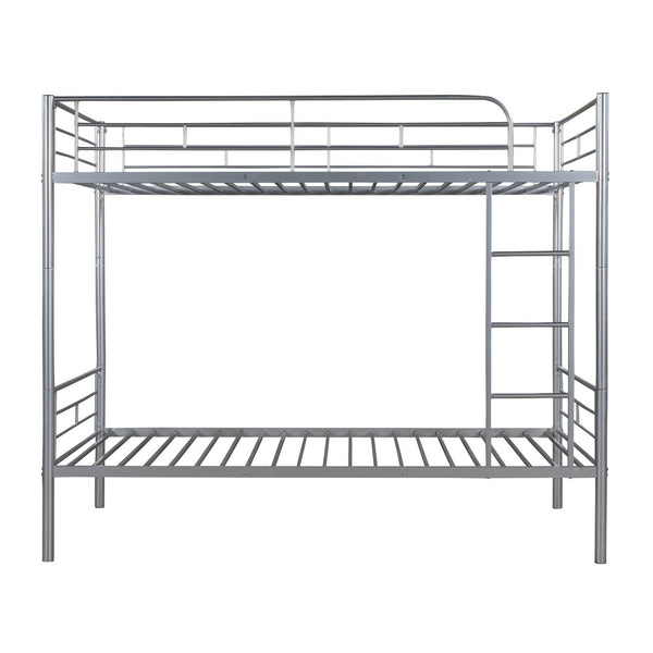 English Elm Twin Over Steel Bunk Bed Convertible Chrome Frame for Kids Shared Rooms MF291663AAN