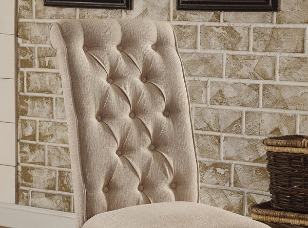 English Elm Dining Rustic Beige Tufted Side Chairs Set of 2 – Solid Wood Antique Black Frame, Farmhouse Comfort HS11CM3564SC-ID-AHD