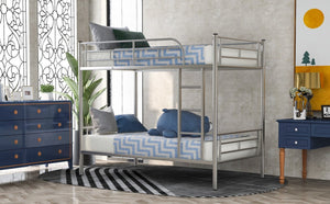 English Elm Twin Over Steel Bunk Bed Convertible Chrome Frame for Kids Shared Rooms MF291663AAN