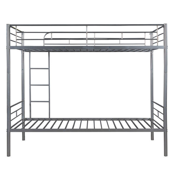 English Elm Twin Over Steel Bunk Bed Convertible Chrome Frame for Kids Shared Rooms MF291663AAN
