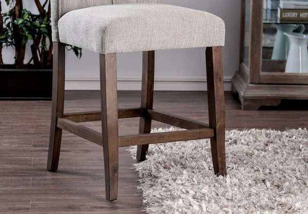 English Elm Dining Room Furniture Rustic Set Of 2 Counter Height Chairs In Beige Chenille With Oak Legs HS00CM3564-A-PC-ID-AHD