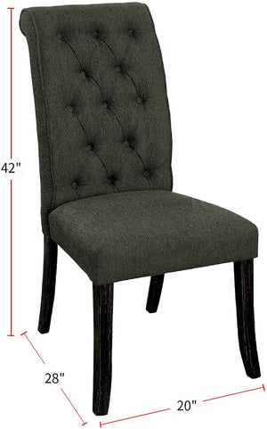 English Elm Dining Room Chairs Set Of 2 - Contemporary Rustic Gray Fabric Upholstered With Button-Tufted Back HS00CM3564GY-SC-ID-AHD