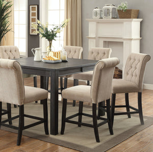 English Elm Dining Room Furniture Rustic Set Of 2 Counter-Height Chairs In Beige Chenille With Antique Legs HS00CM3564-PC-ID-AHD