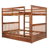 Hazel Full over Full Bunk Bed with Ladder and 2 Drawers, Walnut