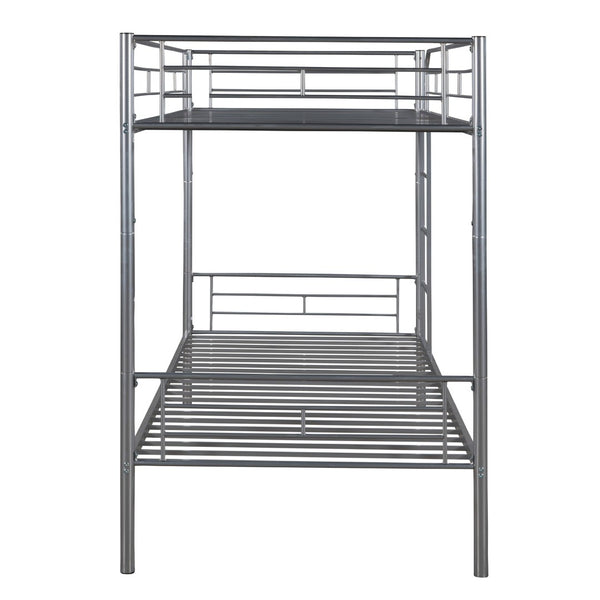 English Elm Twin Over Steel Bunk Bed Convertible Chrome Frame for Kids Shared Rooms MF291663AAN