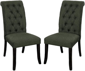 English Elm Dining Room Chairs Set Of 2 - Contemporary Rustic Gray Fabric Upholstered With Button-Tufted Back HS00CM3564GY-SC-ID-AHD