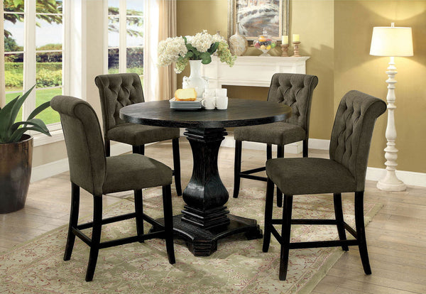 English Elm Dining Room Furniture Rustic Set Of 2 Counter Height Chairs In Grey Chenille For Cozy Dining HS00CM3564GY-PC-ID-AHD