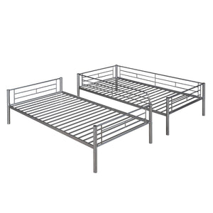 English Elm Twin Over Steel Bunk Bed Convertible Chrome Frame for Kids Shared Rooms MF291663AAN