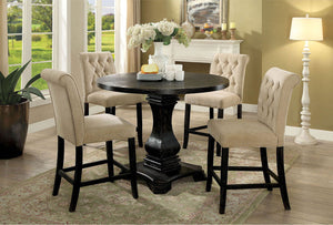 English Elm Dining Room Furniture Rustic Set Of 2 Counter-Height Chairs In Beige Chenille With Antique Legs HS00CM3564-PC-ID-AHD